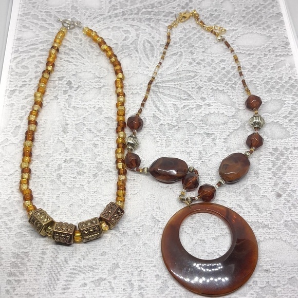 CURATED bundle 90's boho festival necklaces layered look free spirit earthy tone - Picture 3 of 6